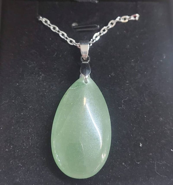 Collana acciaio free nichel con pendente goccia in Avventurina
