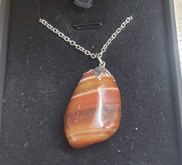 Collana acciaio free nichel con CORNIOLA