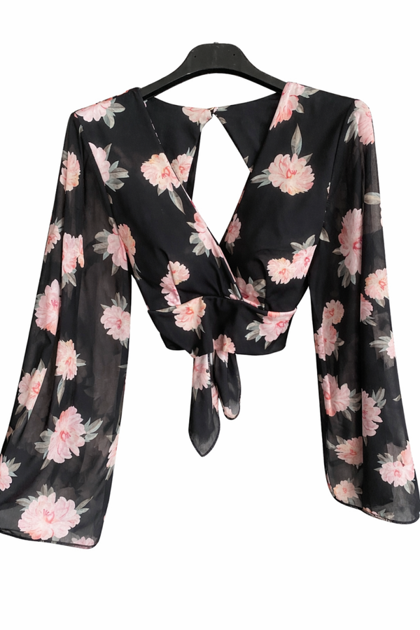 Blusa Floral Espalda Abierta