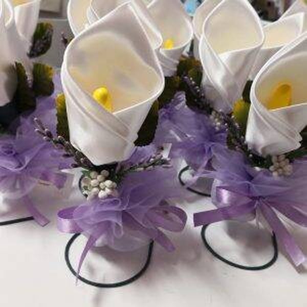 SEGNA POSTO CALLA IN RASO BIANCO