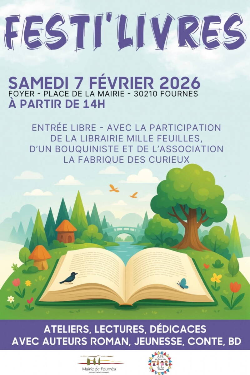 affiche Festi lvres salon livres Fournes 30