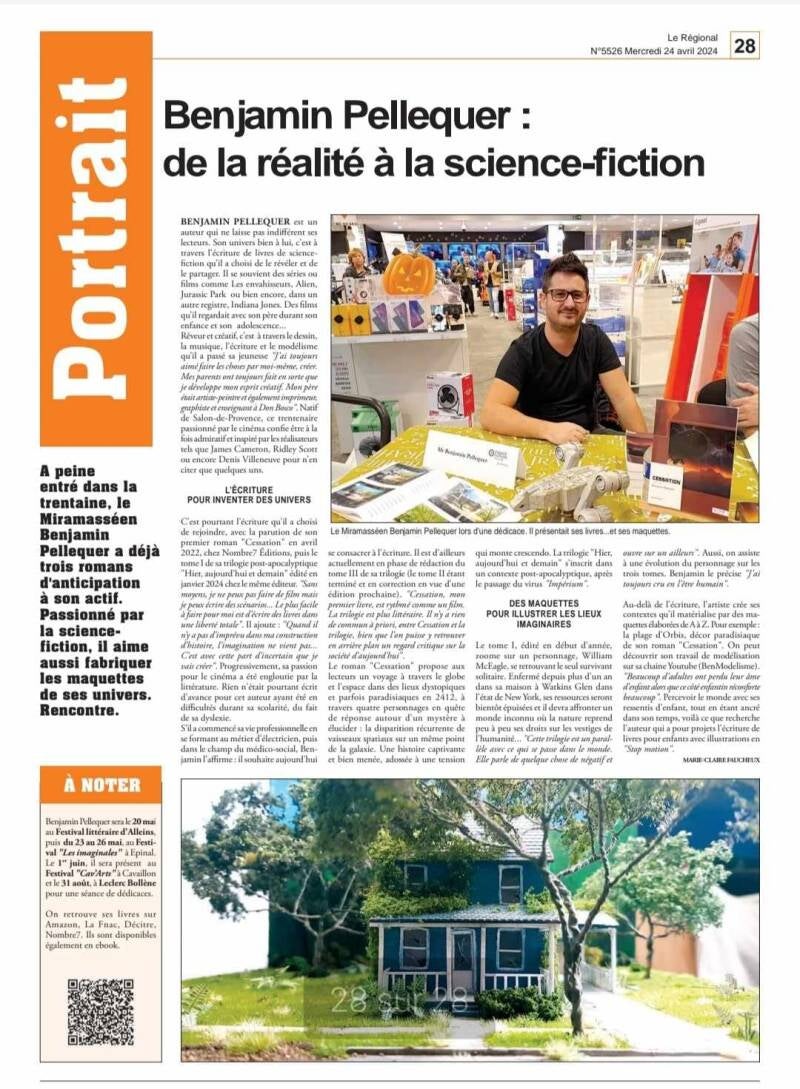 Article de presse auteur Banjamin Pellequer