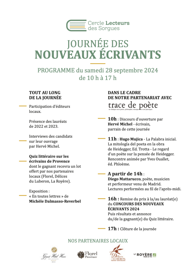 programme du cncours littéraire des nouveaux écrivants