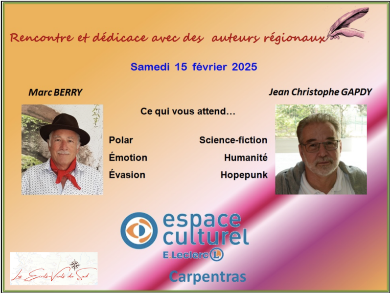 Affiche dédicace avec des auteurs à Carpentras