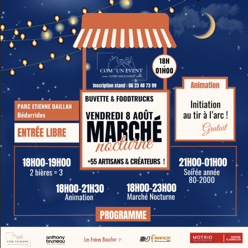 Affiche marché nocturne Bédarrides livres