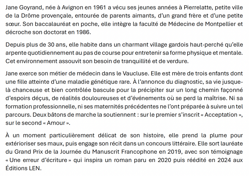 BIographie de Jane Goyrand - autrice