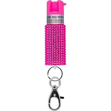 Sabre Jeweled Case Pepper Spray w/ clip-Pink