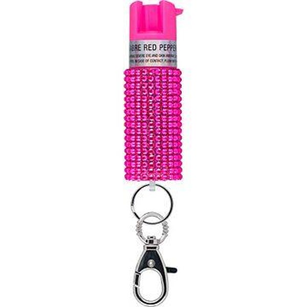 Sabre Jeweled Case Pepper Spray w/ clip-Pink