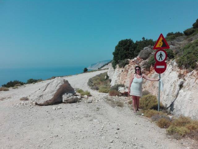 Waarschuwingsborden Platia Ammos Beach paliki kefalonia