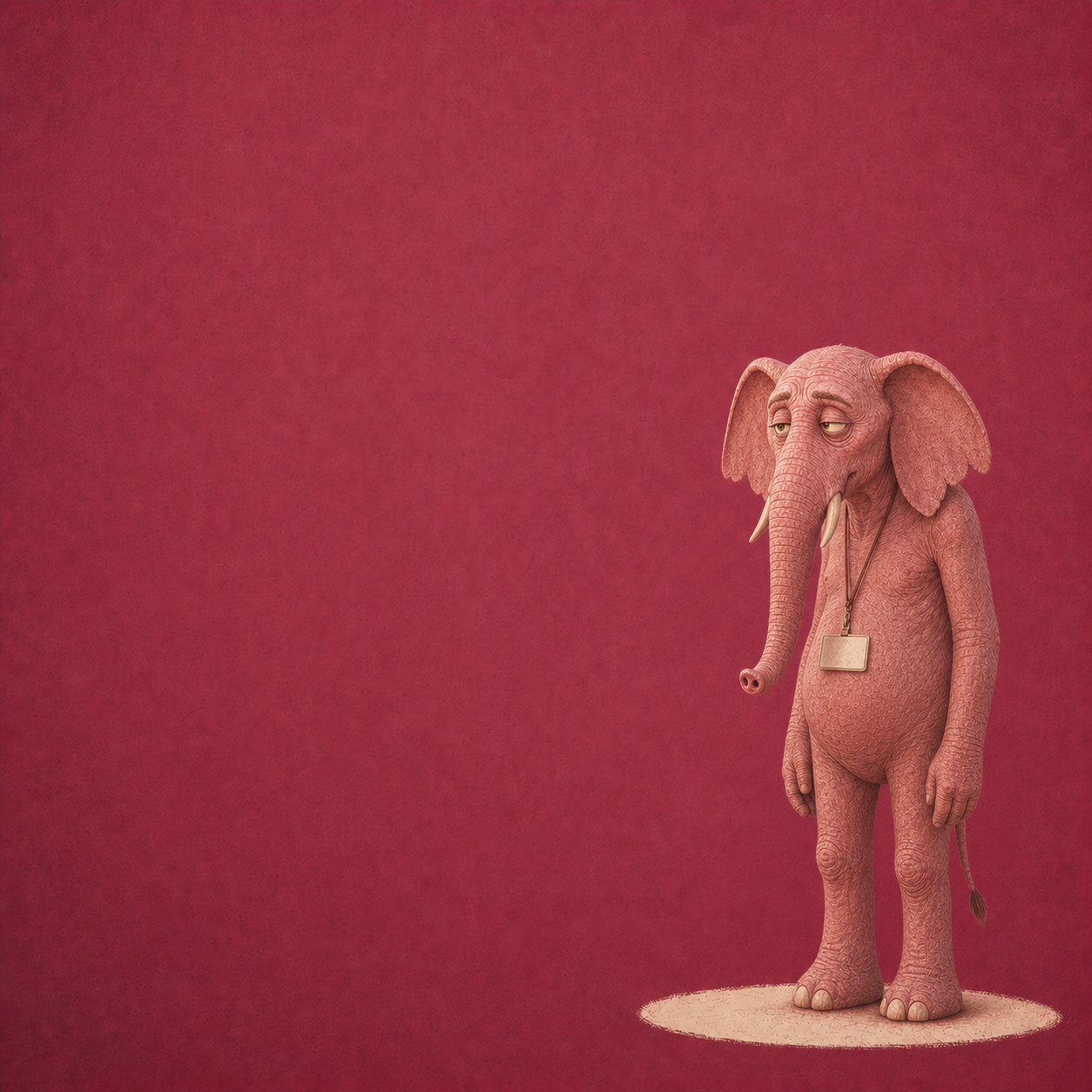 De slanke roze olifant als trainingsacteur in een warme trainingsruimte
