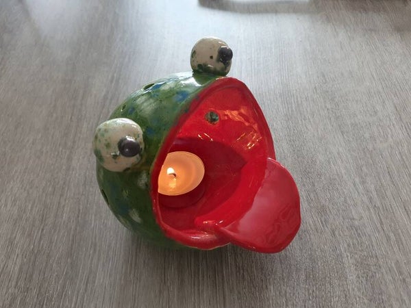 Keramiek - Theelicht bol - Kikker