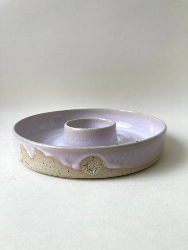 Chip & dip schaal grande spikkelklei/blush