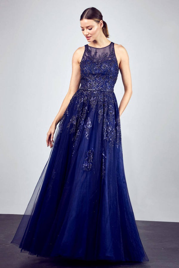 vestido azul marino - 0164