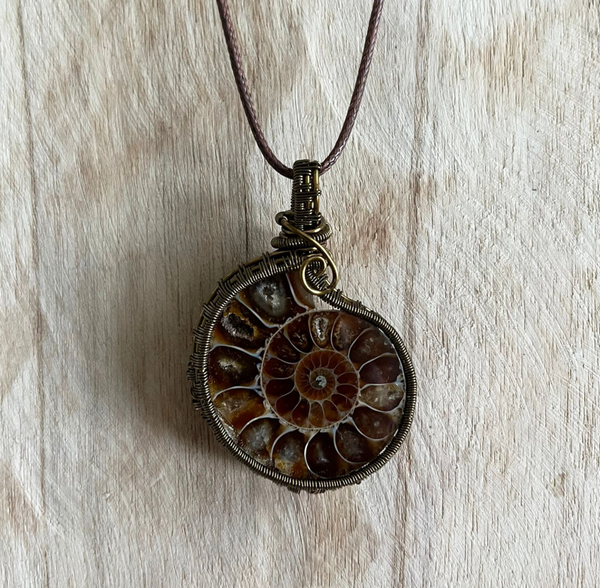 Wire wrapped Ammoniet hanger (handgemaakt)