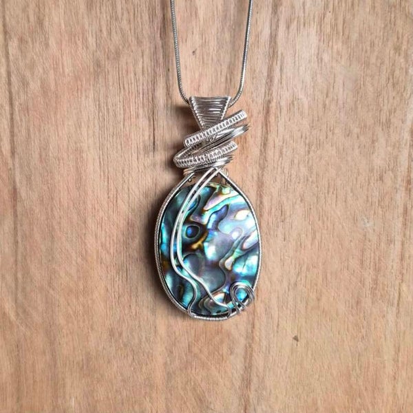 Wire wrapped ovale Abalone hanger (handgemaakt)