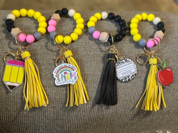 Teacher Theme Beaded Keychain