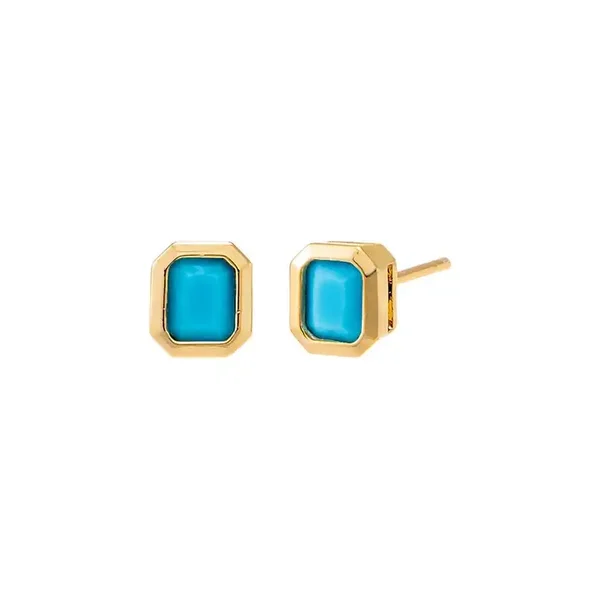 Colored Bezel Baguette Stud Earring