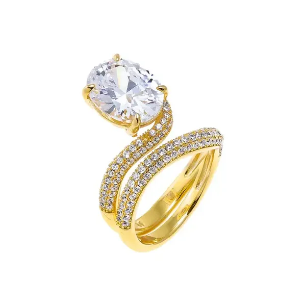 CZ Pave Looped Oval Stone Ring
