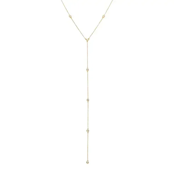 CZ Multi Bezel Station Lariat Necklace
