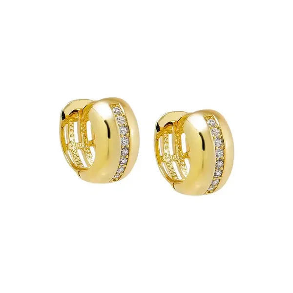 CZ Lined Wide Huggie Earring