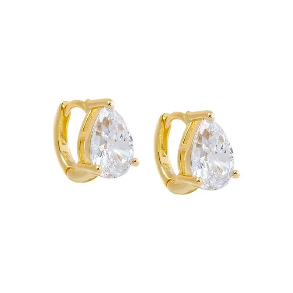 CZ Pear Stud Style Huggie Earring
