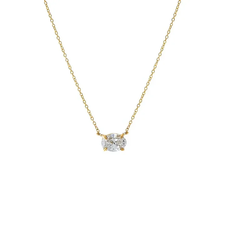 CZ Oval Shape Pendant Necklace