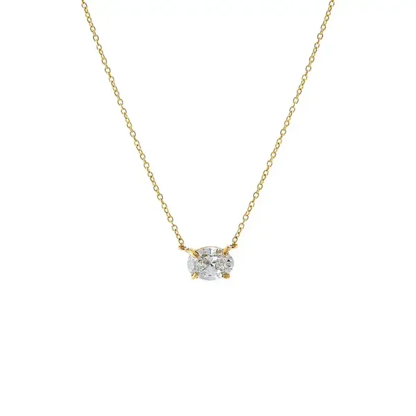 CZ Oval Shape Pendant Necklace