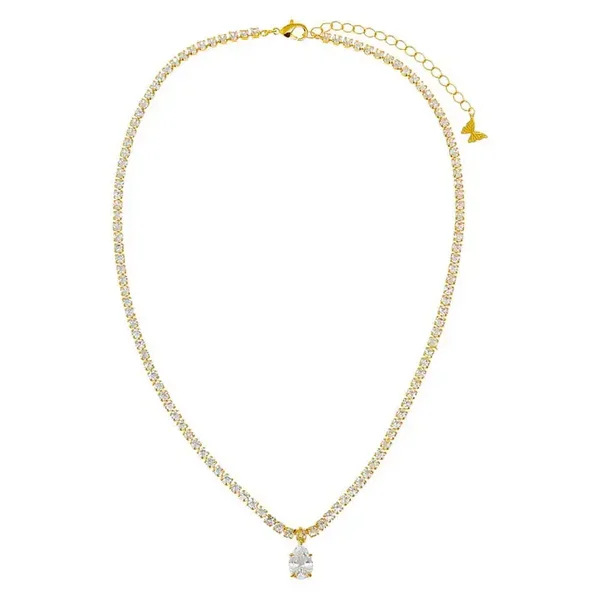 CZ Pear Pendant Tennis Choker