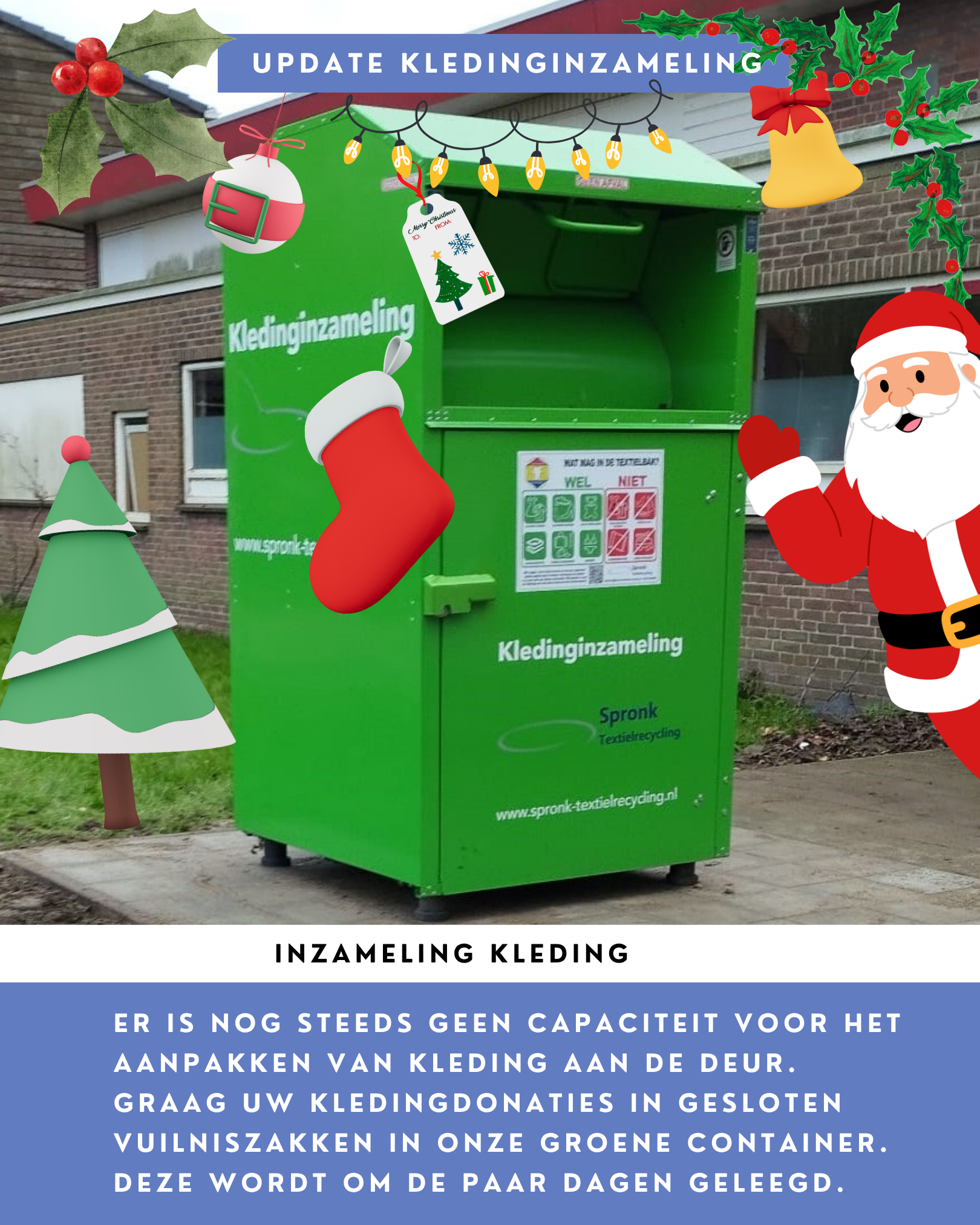 Kledingcontainers voor aanbieden kleding en schoenen.