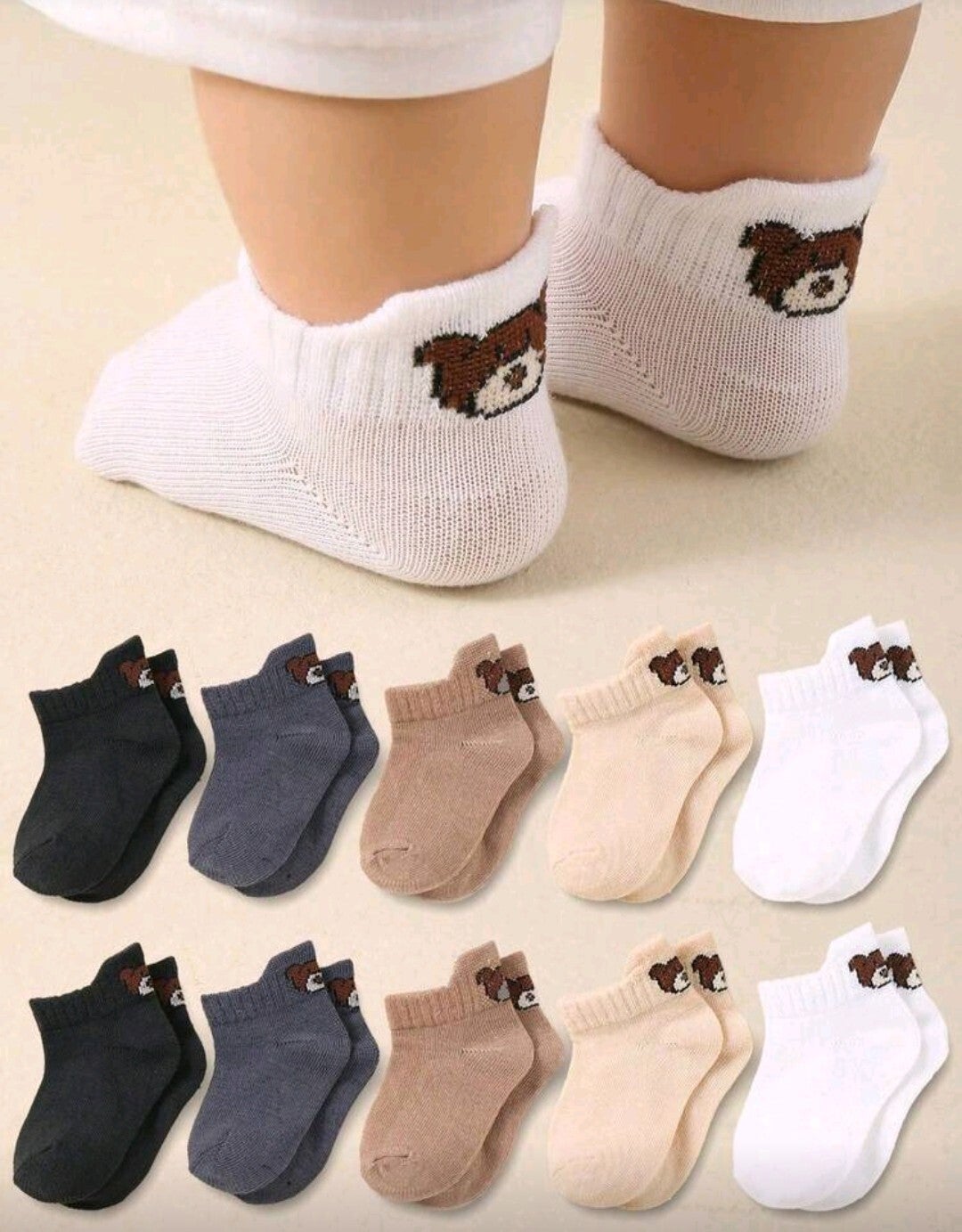 5 sztuk krótkich skarpetek niemowlęcych z piętą