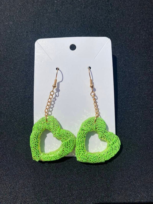 Neon Green Sparkle Earrings