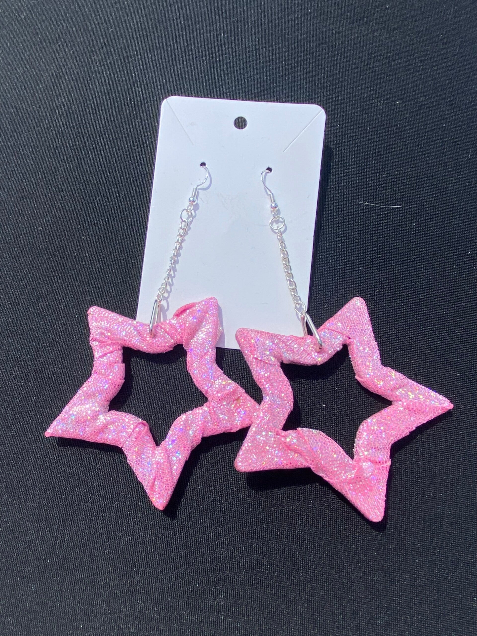 Baby Pink Sparkle Star Earrings