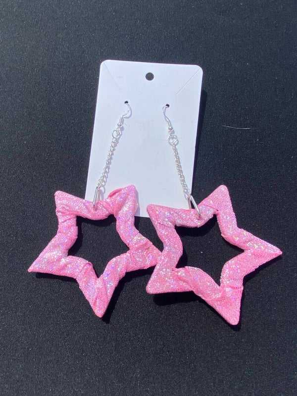 Baby Pink Sparkle Star Earrings