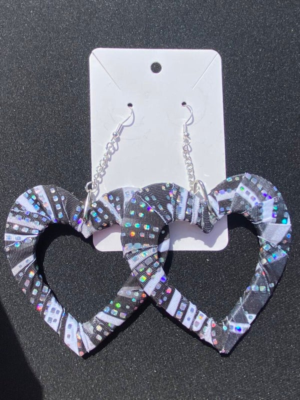 Holographic Silver Heart Earrings