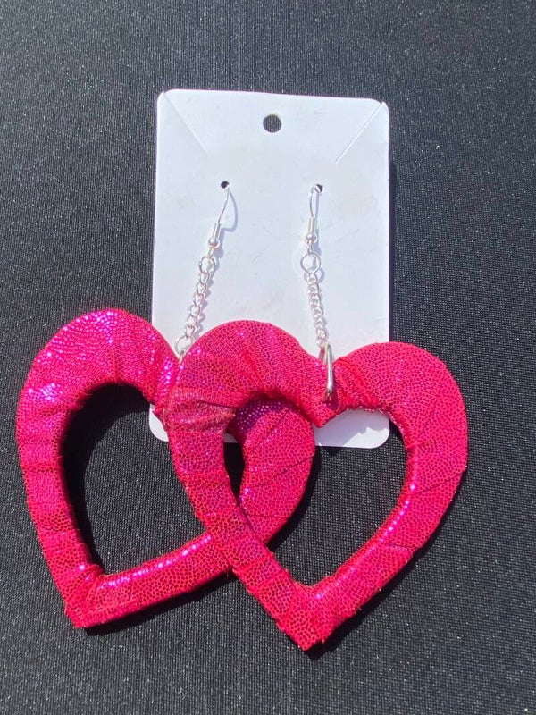 Hot Pink Sparkle Heart Earrings