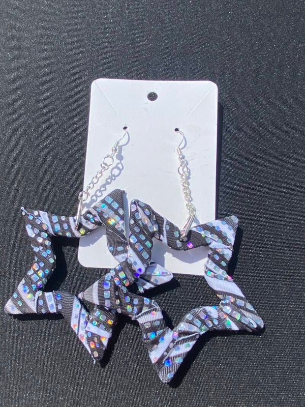 Holographic Silver Star Earrings