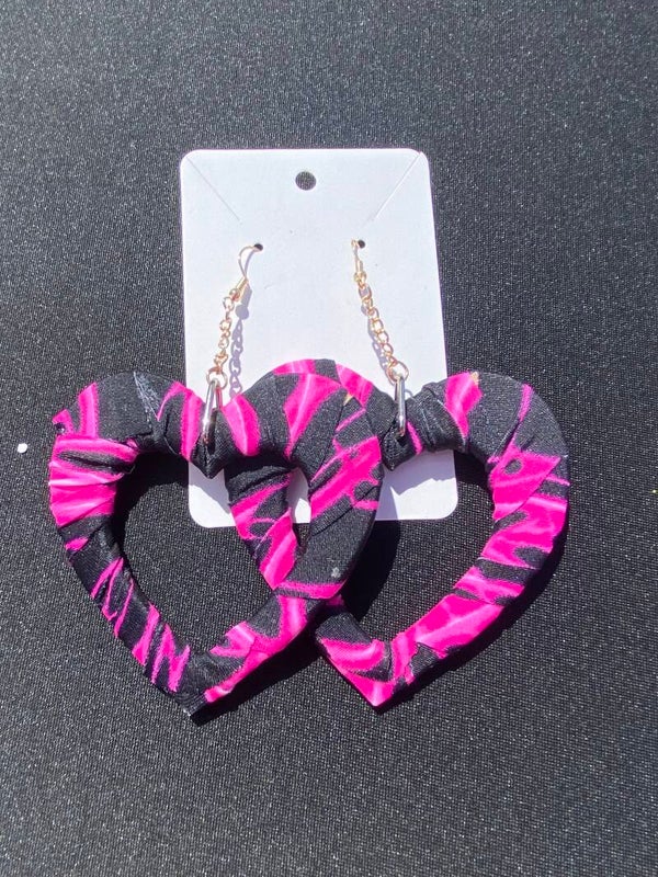 Pink Lightning Heart Earrings