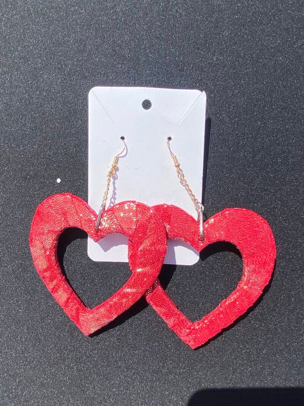 Sparkly Cerise Heart Earrings