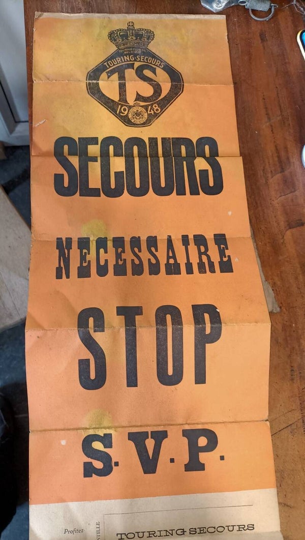 Touring secours belgie 1948 banner reclame artikel in originele enveloppe