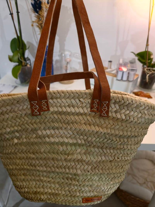 Cabas AYLA – Palmier tressé & cuir