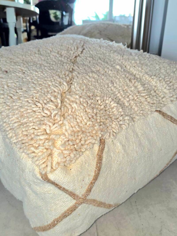 Pouf Héritage – Pouf berbère artisanal écru & camel