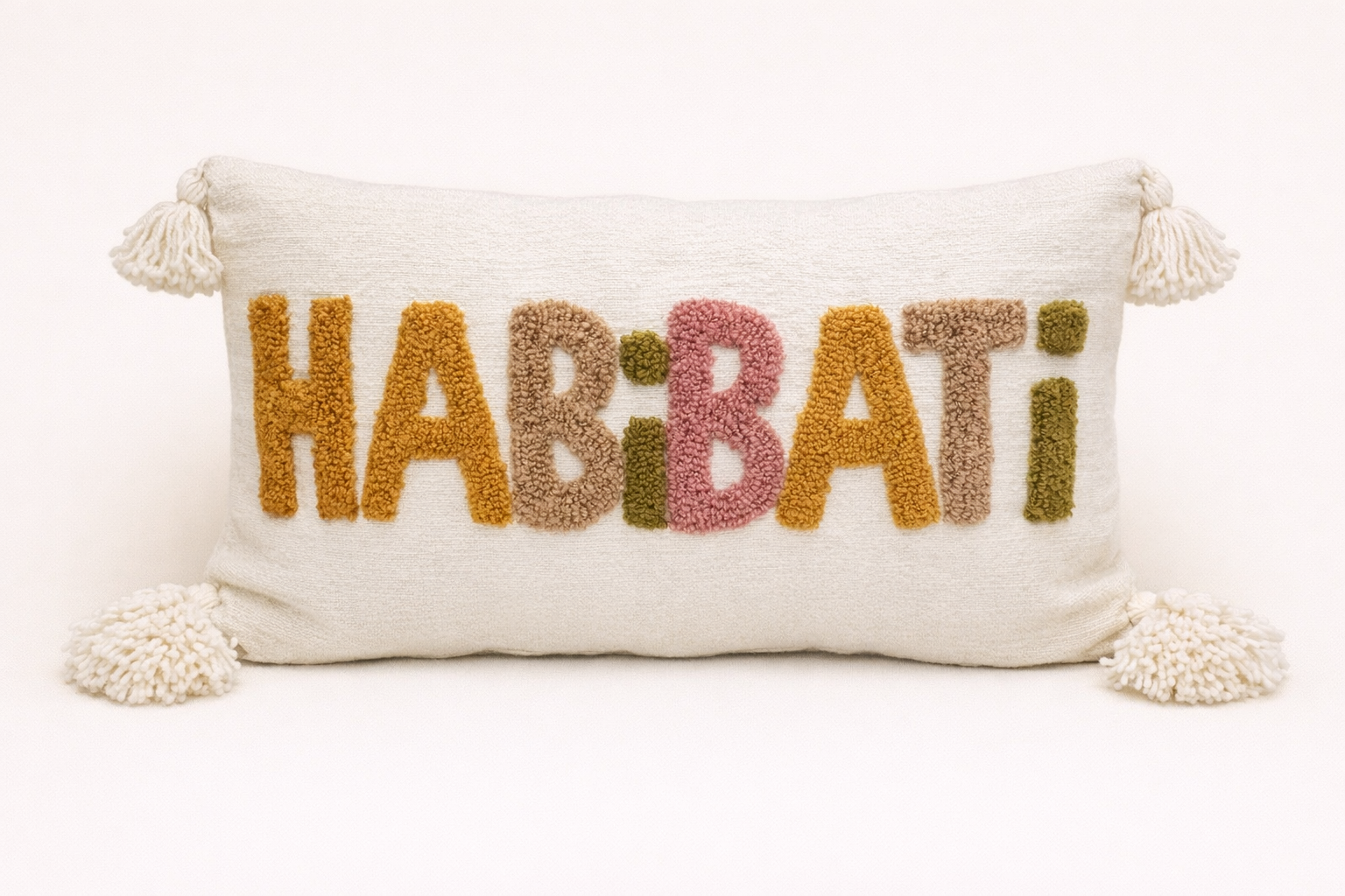 Coussin Habibati multicolore – Brodé main – Artisanat marocain - 60cm x 40cm