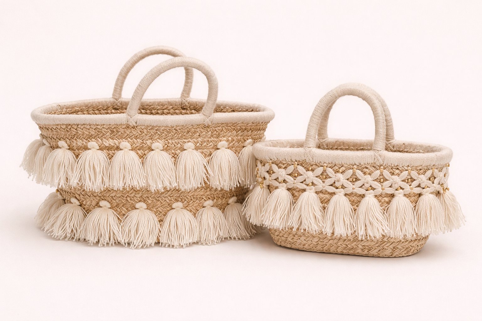 Panier artisanal en feuilles de palmier – Fait main - 35cm x 20cm