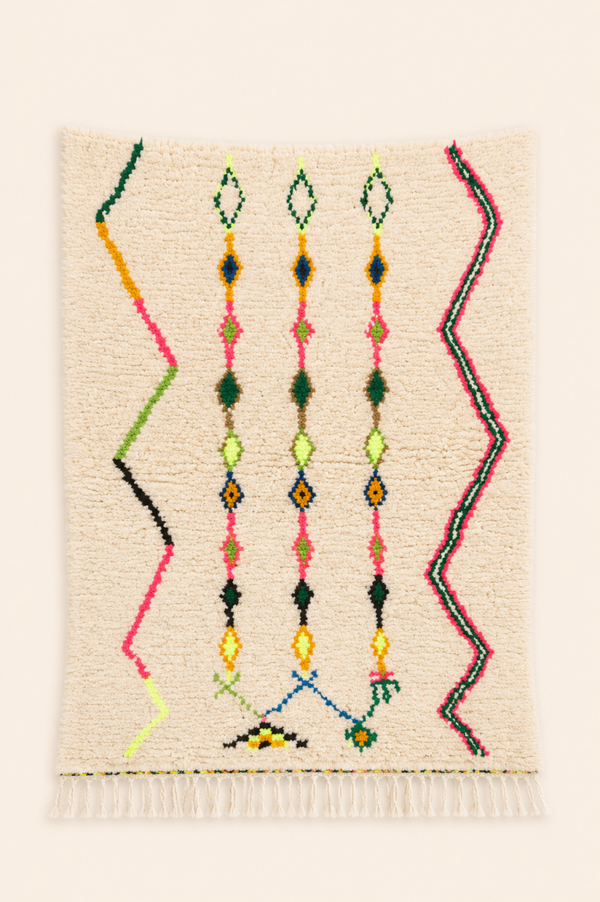 Tapis berbère Azilal Sofia – Laine naturelle – Fait main – 147 × 107 cm