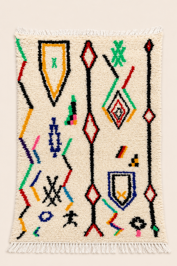 Tapis berbère Azilal Sahara – Motifs ethniques – Fait main – 166 × 110 cm