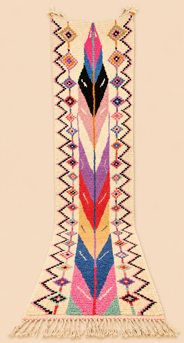 Tapis de couloir berbère Soléa – Pièce unique – Fait main - 307cm x 83cm