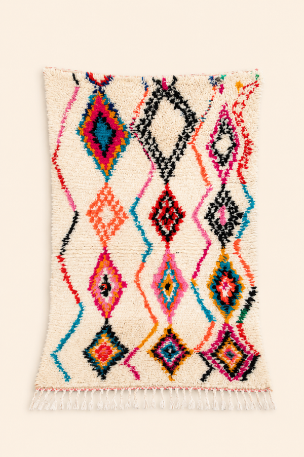 Tapis berbère Azilal Carmela – Pièce unique au style ethnique – Fait main – 147 × 87 cm