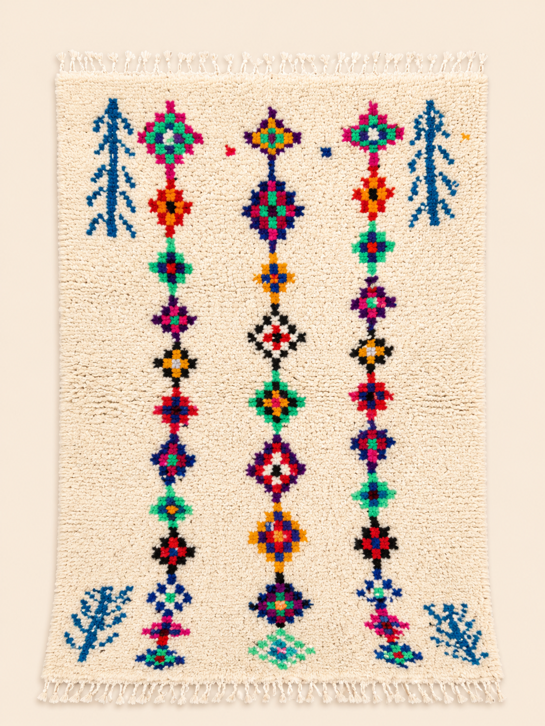 Tapis berbère Azilal Oasina – Motifs graphiques colorés – Fait main – 154 × 100 cm