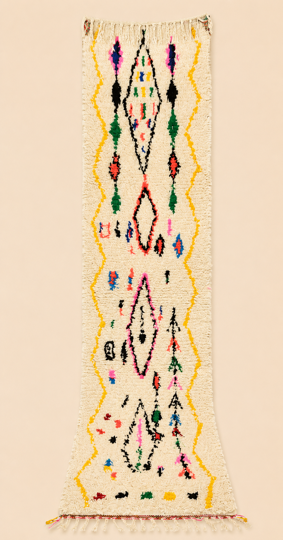 Tapis de couloir berbère Nivara – Laine naturelle – Fait main - 275cm x 65cm