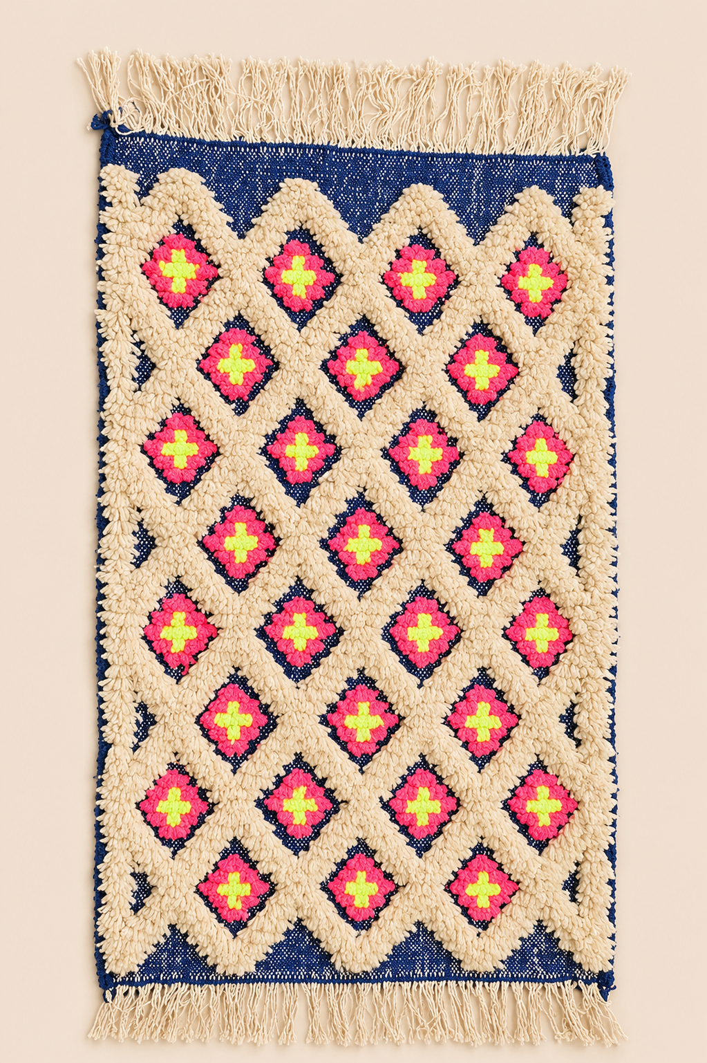 Petit tapis berbère Argana – Laine naturelle – Fait main - 120cm x 67cm
